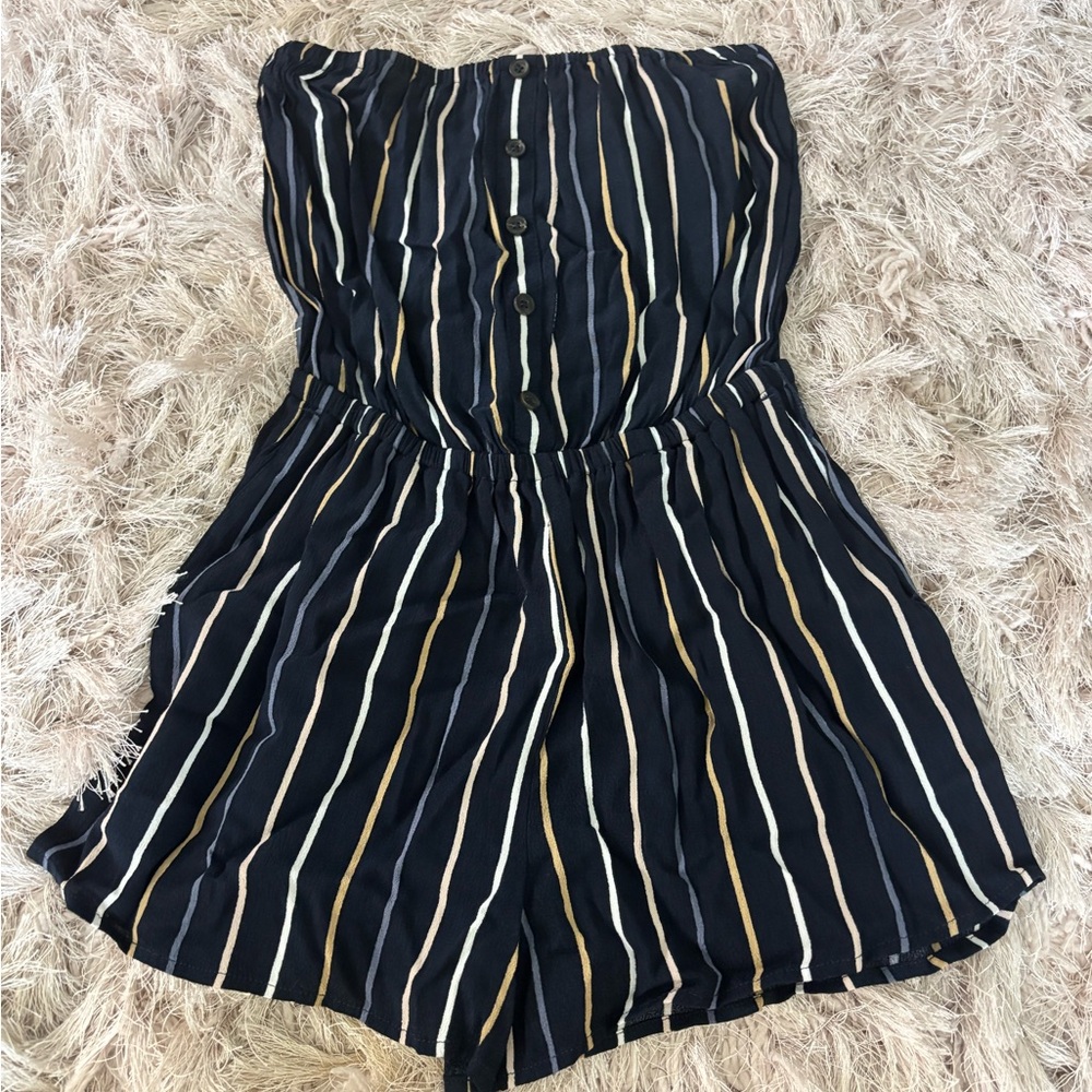 Abercrombie & Fitch Navy Striped Romper